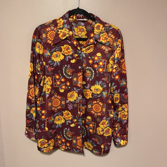 Vintage Maverick Men’s Shirt Long Sleeve Floral Button Up Size 40 Disco 70’s - Picture 1 of 6